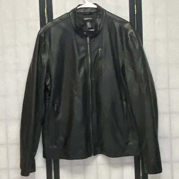 Claiborne Other - Faux Vegan Leather Zip Front Long Style Motorcycle Jacket Black Claiborne